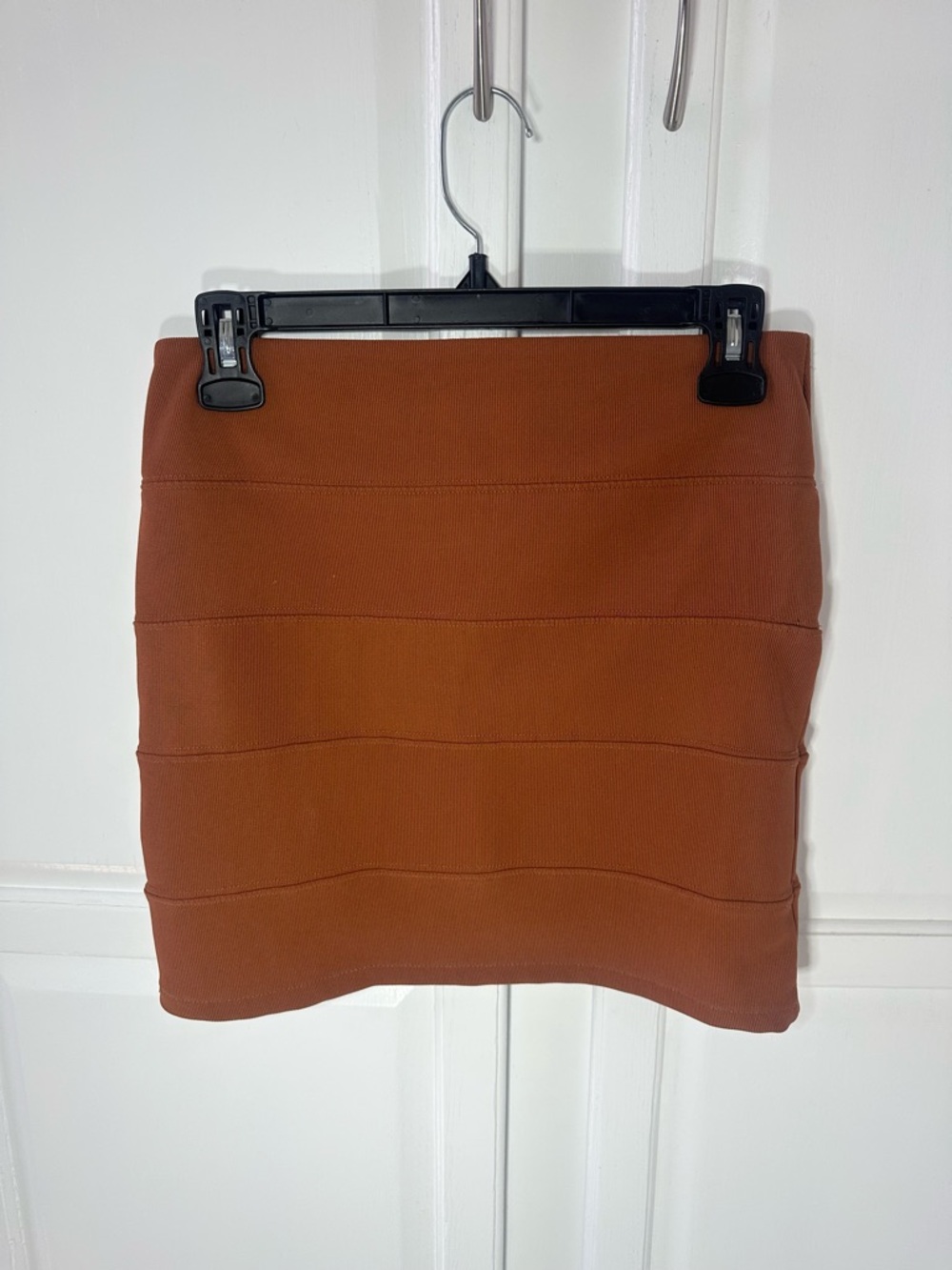 Rust Brown Ribbed Mini Skirt